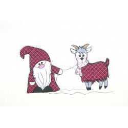 Gnome Leading Goat Red...