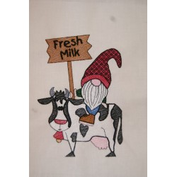 Gnome Riding Cow Fresh Milk...