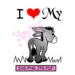Donkey I Heart Love My SVG
