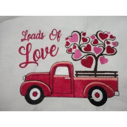 Truck Red Loads of Love 5x7...