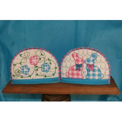 Bunnies and Flowers Plaid...