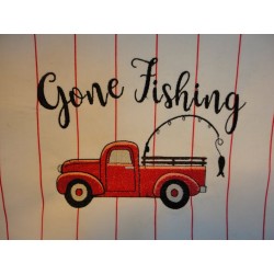 Red Truck Gone Fishing 5x7...